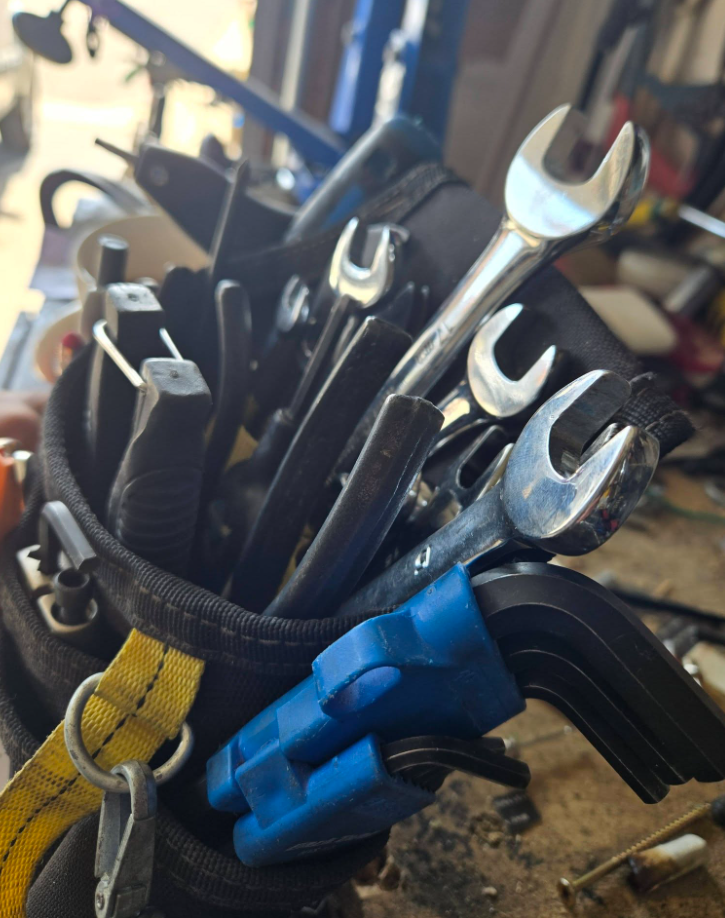 Tate's well-used bicycle repair tools